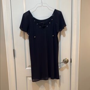 City Studio Black Lace-Up Dress